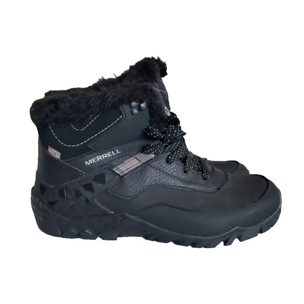 Merrell Aurora 6 Ice Waterproof Winter Boots Women's SZ 10 Black Faux Fur Lined